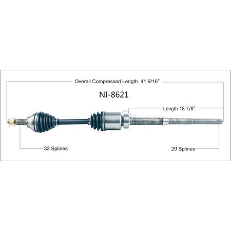 Surtrack Axle Cv Axle Shaft, Ni-8621 NI-8621